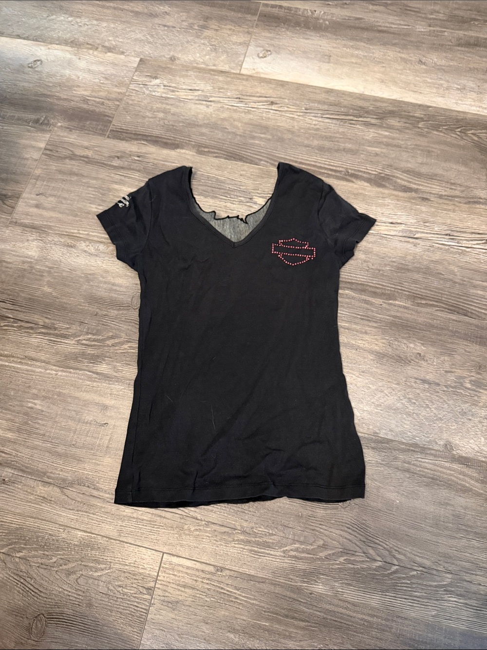 Harley-Davidson Black Tee with‎ White Eagle & Red Logo